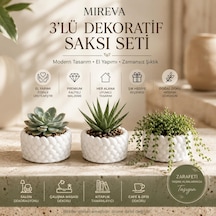 Tr 3'lü Mini Saksı Seti 5 Cm El Yapımı Dekoratif Beton Saksı Küçük Sukulent Saksısı, Masa & Raf Dekoru, Diğer