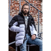 Cipo & Baxx Cm206 Siyah Ve Beyaz Erkek Şişme Mont Siyah