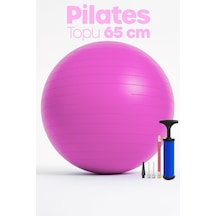 65 Cm Pilates Topu Ve Pompa Seti 155-170 Cm Boy İçin Uygun Dayanıklı Anti-slip Pembe