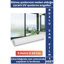 Premium İz Bırakmaz İç Göstermez Gizlilik Ofis Salon Banyo Uv Koruyucu Buzlu Cam Film 5metre X 60 Cm