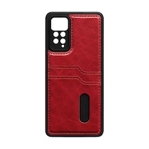 Newface Xiaomi Redmi Note 12 Pro 4g Kılıf Sara Kartvizitli Deri Kılıf - Kırmızı Diğer