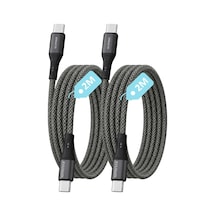 2ad X 2metre Set, Type C-c Örgülü 60watt Pd Hızlı Şarj Kablosu, Remorax Wahoo 2ad X 2metre Füme Genel