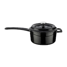 Lava Döküm Yuvarlak Sos Tenceresi. Metal Saplı Çap(Ø16 cm. - Siya