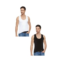 Erkek 3 Siyah + 3 Beyaz Elastan Likralı Pamuklu Atlet 6'lı Paket Abani Classic Siyah + Beyaz