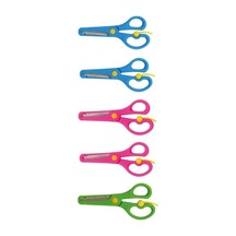 Neon Plastik Korumalı Küt Uçlu Yaylı Çocuk Okul Makası 5 Li Set