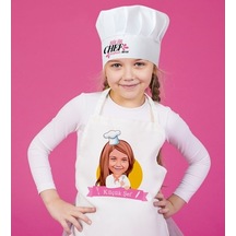 Kişiye Özel Küçük Chef Karikatürlü Kız Çocuk Mutfak Önlüğü Ve Aşç (436664004)