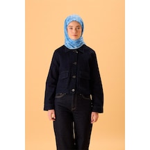 Silk Home İnce Pamuk Soft Eşarp Gök Mavi-saks Desenli Tok Duruşlu 90x90 Çok Renkli