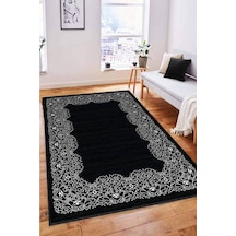 Siyah Çerçeveli Kaymaz Taban Makinede Yıkanabilir Halı Mk58n11