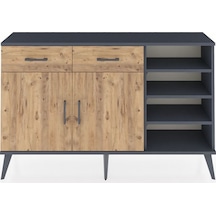 Arges Konsol 5 Raflı 2 Çekmeceli 2 Kapaklı 132x30x83 Antrasit-çam/çam Çam/çam