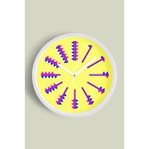 Soyut - Geometrik Temalı Modern Duvar Saati - 30cm - Önü Camlı Beyaz Kasa - Sessiz Mekanizma-jh0053 Beyaz