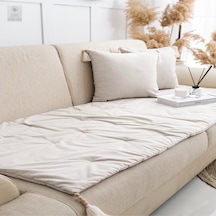 Premium Krem Keten Evcil Hayvan Dostu Koltuk Pedi 80x180 Krem