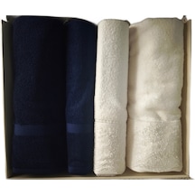 Özdilek Branch Best Set Hamam Takımı 4 Parça Havlu Seti Krem-lacivert Krem - Lacivert