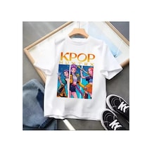 Stil-x K-pop Demon Hunters / Huntrıx Baskılı Çocuk Tshırt, %100 Pamuklu Kumaş Beyaz-6