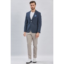 İmza Koyu Lacivert Desenli Kırlangıç Yaka Likralı 6 Drop Slim Fit Dar Kesim Casual Ceket 1002240155-koyu Lacivert Koyu Lacivert
