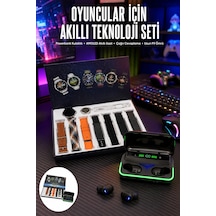 Mey İthalat Powerbank Bluetooth Kulaklık Ve Akıllı Saat 7 Kordonlu Metal Kordon Plastik Kordon