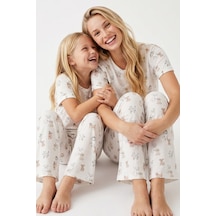 Siyah İnci Örme Pijama Takım 24107086 Ekru