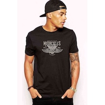 American Costum Vintage Baskılı Siyah Erkek Tshirt