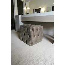 Küp Puf - Best İthal Kadife Babyface Kumaş Varak Baskı - Modern Ve Şık Dekoratif Puf&bench Antrasit