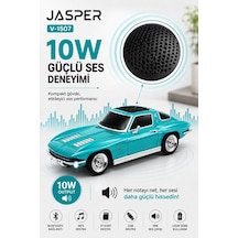 Jasper Jpr-1507 Turkuaz 10w Bluetooth Hoparlörlü Retro Araba Tasarım Fm Radyo, Usb, Tf Kart, Aux Ve Mp3