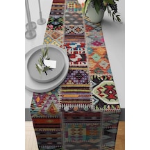 Çok Renkli Patchwork Premium Masa Örtüsü Runner Rnr152n11