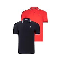 İkili Set T8594 Dewberry Erkek T-shırt-siyah-nar