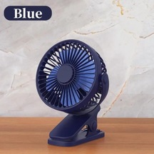 Mini Taşınabilir Klipsli Fan, Usb Şarj, Sessiz, Elektrikli Mavi,