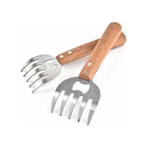 Xiyyadms Paslanmaz Çelik Et Pençesi - Uzun Ahşap Saplı, Kaymaz Tutuşlu, Kolay Temizlenir Bbq Ve Et Ayırma Aleti Diğer