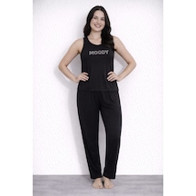 Pemilo Kadın 20605 Kolsuz % 100 Pamuk Pijama Takımı Siyah