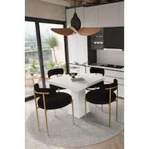 Avvio Arona Beyaz Lake Mdf Ayak 90x90 Yemek Masası Mutfak Masası 4 Kişilik Masa Takımı Teddy Sandalye Beyaz Avvio9884