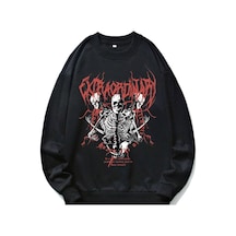Startmore Adrift Romwe Guys Letter Skull Graphic Sweatshirt Siyah Siyah