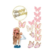 Kelebek Ve Kız Yenilebilir Cupcake Ve Pasta Resim Baskı