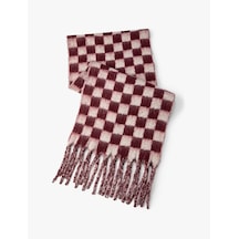 Koton Atkı Kareli Yumuşak Dokulu Püsküllü Bordo 4wak50198aa Bordo