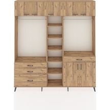 Arges Dolap 11 Raflı 4 Çekmeceli 2 Askılı 220x30x243 Çam-çam/çam Atlas Çam/atlas Çam