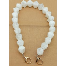 Angel Çanta Aksesuar Akrilik Sekizgen Boncuklu Beyaz Renk 50 Cm Çanta Sapı