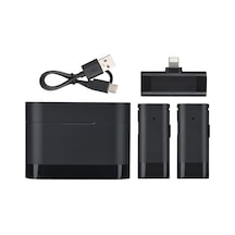 Honmex İki Mikrofonlu Kablosuz Yaka Mikrofonu, Şarj Kutusu İle, Gürültü Engelleme, Telefon Canlı Yayın Ve Röportaj İçin, İos Arayüzü