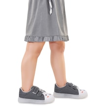 Kiko Kids Bart Cırtlı Işıklı Kız Çocuk Spor Ayakkabı Gri