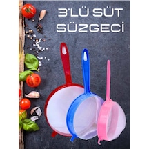 Çok Amaçlı Süt Süzgeci 3'lü 14-17-20 Cm Pirinç Bakliyat Süzgeci Plastik Diğer