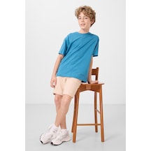 Tommylife Petrol Mavi Pamuklu Yumuşak Dokulu Oversize Basic Erkek Çocuk T-shirt - 11297 Petrol Mavi