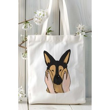 Art Hediye German Shepherd Köpek Baskılı Omuz Çanta Kişiye Özel Model 13 Çok Renkli