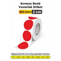 Kırmızı Renk Yuvarlak Kesim Sticker Etiket 2cm - 500 Adet Kırmızı