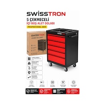 Swisstron Sws5dmax Atölye Takım Arabası 5 Çekmeceli Kilitli Tekerlekli Alet Dolabı Teleskopik Ray