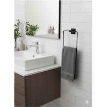 Yapışkanlı Siyah Kare Havluluk Banyo Mutfak Havlu Askılık Siyah Diğer