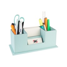 Masaüstü Deri Organizer Kalemlik 4 Gözlü Desktop Organizer Rainbow Vegan 10x12x25 Cm. Su Yeşili
