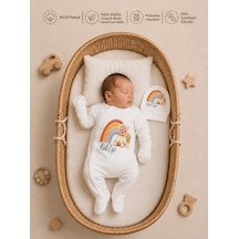 Pia Baby İsimli Erkek Bebek Tulum %100 Pamuk İsme Özel Organik Baskılı Bebek Tulumu 2013tyx Ekru