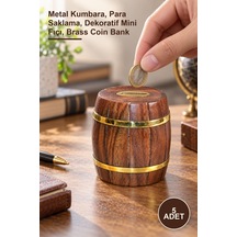 5 Adet Pirinç Fıçı Kumbara Metal Kumbara, Para Saklama, Dekoratif Mini Fıçı, Brass Coin Bank 1