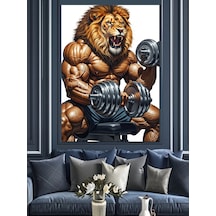 Ahşap Tablo Kaslı Dev Ağırlıklı Aslan Yiyecek Ve İçecek Tabloları