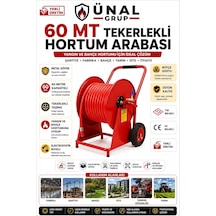 Tr Metal Tekerlekli Yangın Ve Bahçe Hortum Arabası, 60 Metre, Kırmızı
