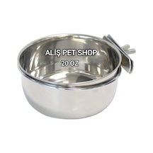 ALİŞPETSHOP Vidalı Çelik Kafes Yemliği 20 Oz