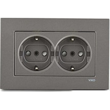 Viko Novella Antrasit İkili Çerçeveli Topraklı Priz