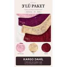 Suısy Colors Of Desire Dantelli Külot 3'lü Paket Gül Kurusu - Ten - Bordo Çok Renkli